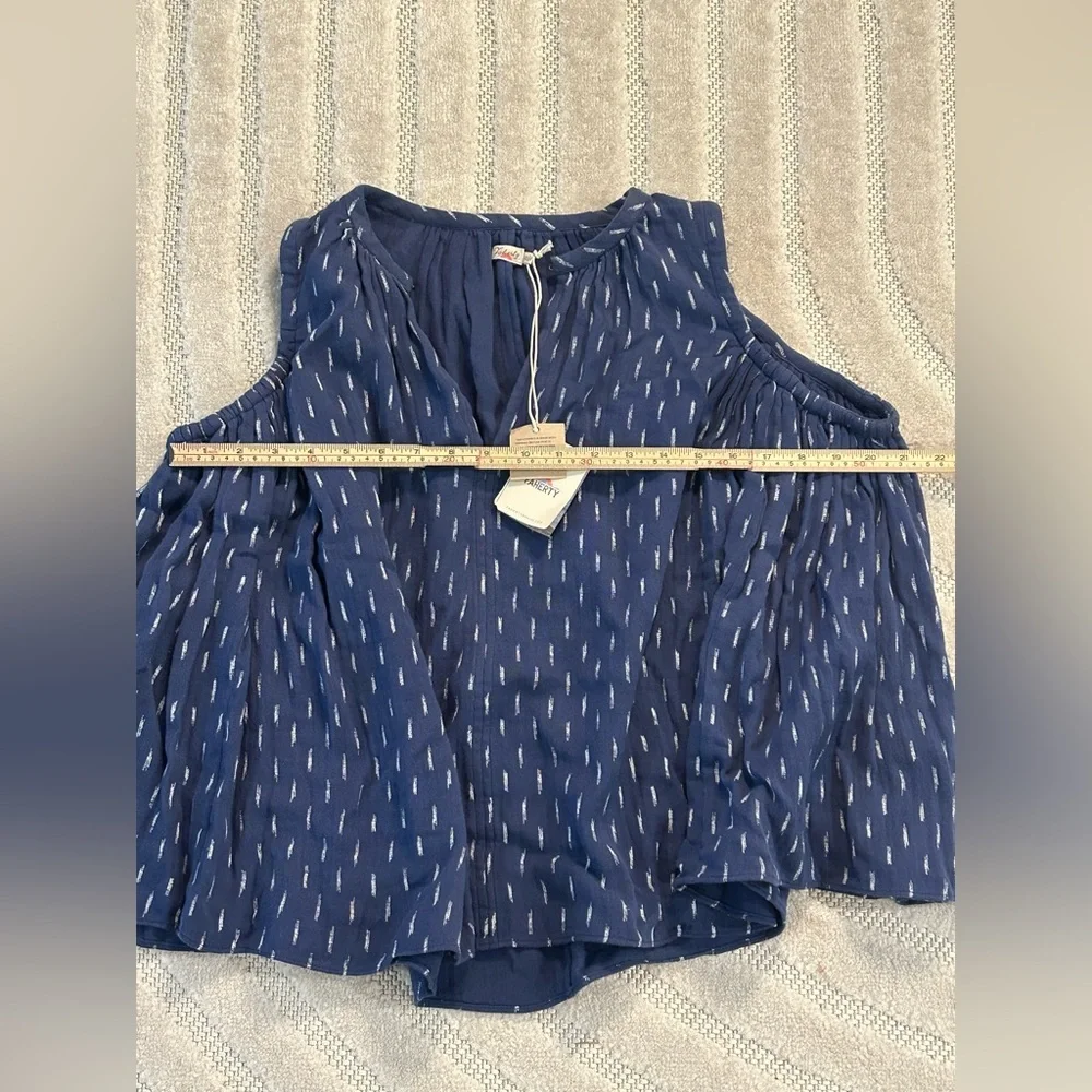 NWT Faherty Eliza Sleeveless Top in Midnight Blue - XS